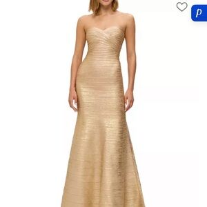 Herve Leger Strapless Gold Dress